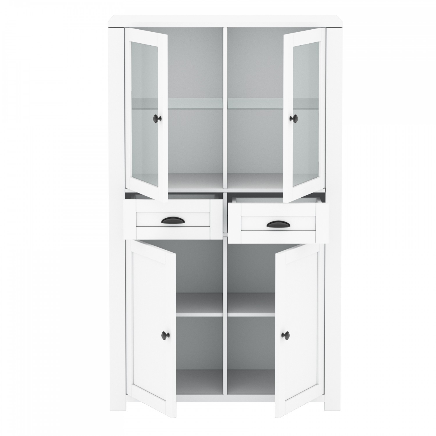 MONE C LOW GLASS CUPBOARD 2D 2G 2D nimfea abla / white matt