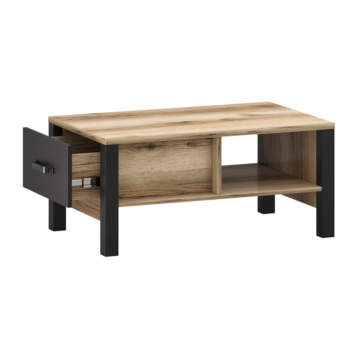 DERBY T coffee table 1dr delano light / black