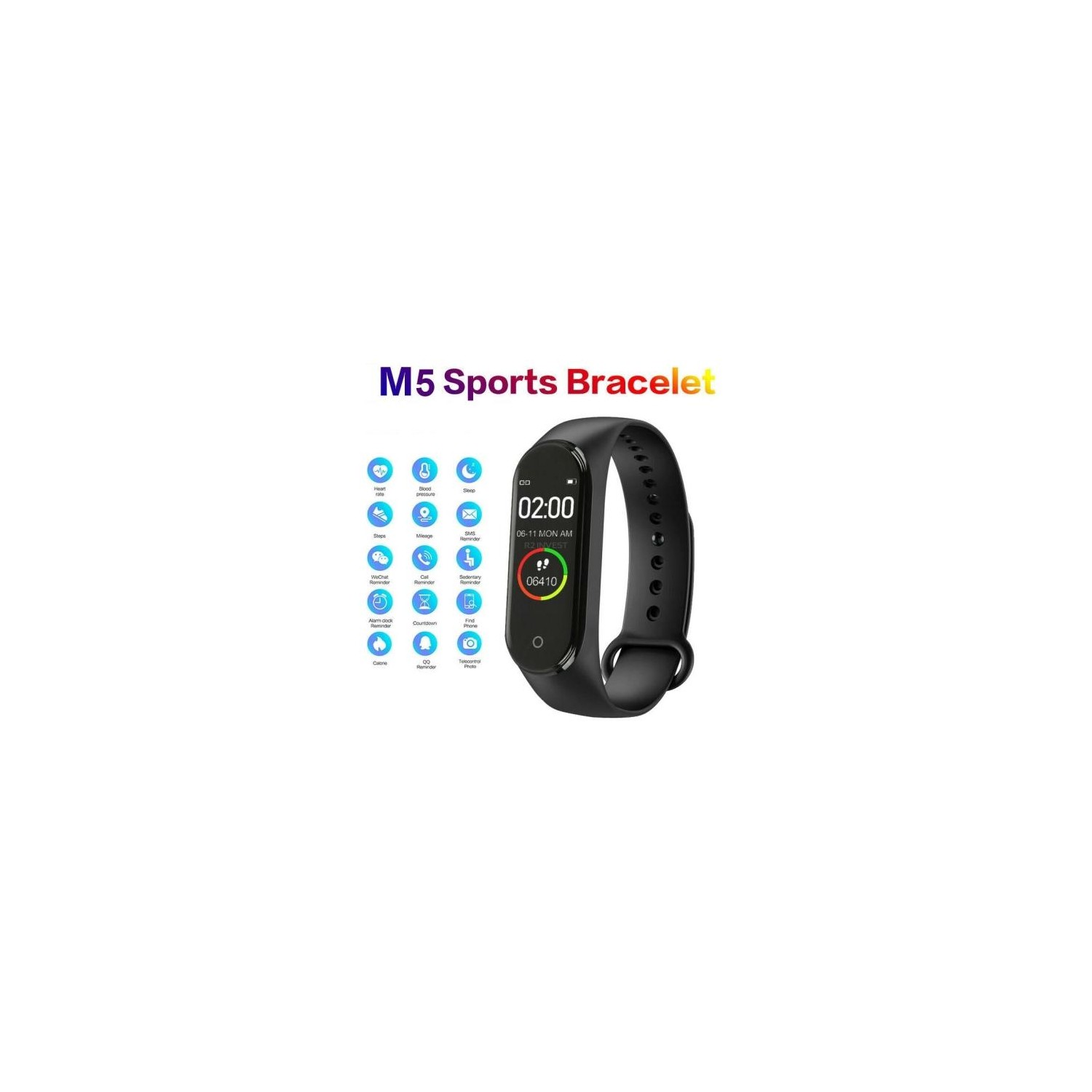 Smart Band M5s zegarek opaska sportowa czarna