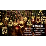 Kurtyna świetlna świąteczna 3,5m/0,8m gwiazdki dzwonki renifery choinki