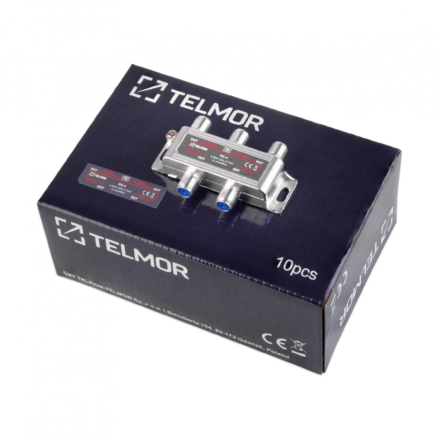 RS-4 SPLITTER antenowy 4X 2.4G DC TELMOR trójnik rozdzielacz anteny