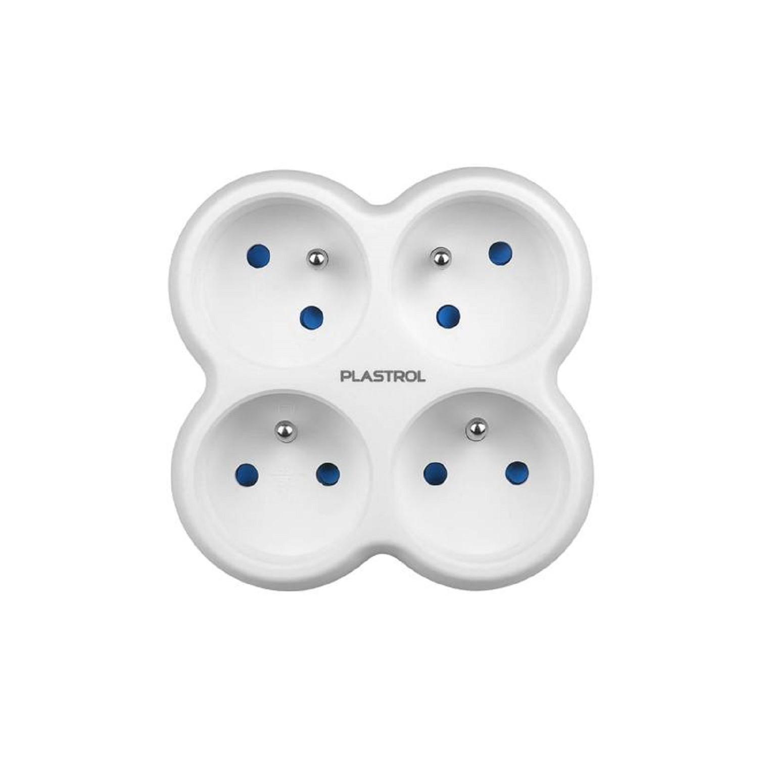 ROZGAŁĘŹNIK TRÓJNIK GNIAZDKA 4x OKĄGŁE Z BOLCEM R 41 BIAŁY