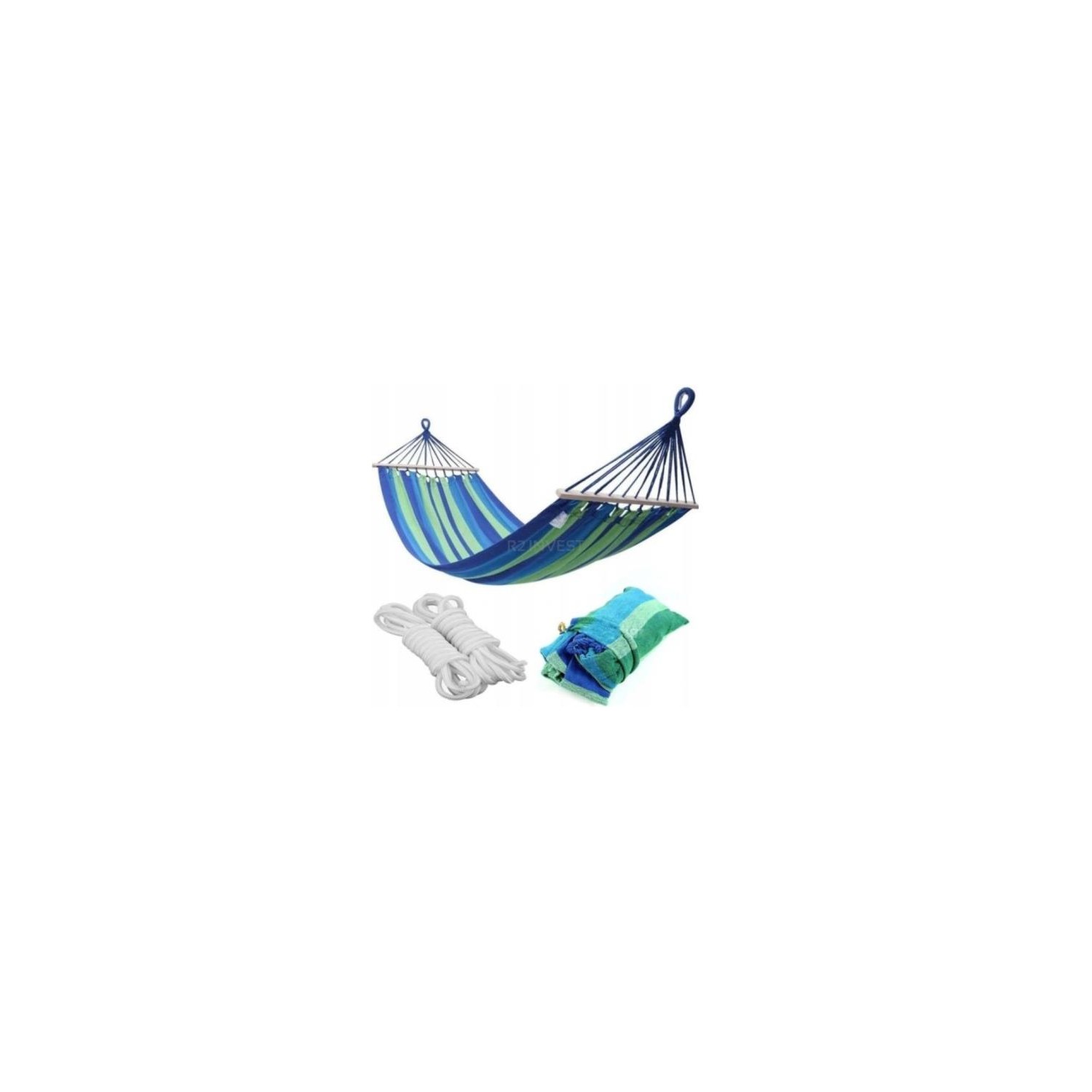 Hamak 200x100cm z drążkiem zielono niebieski