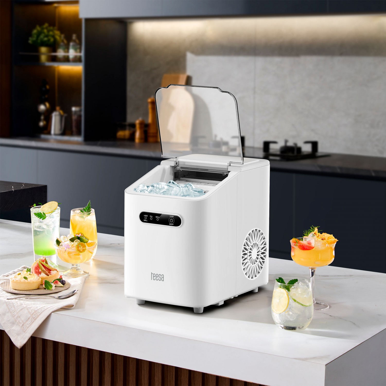 Kostkarka do lodu TEESA EASY ICE 11kg lodu 1L 110W dwa rozmiary kostek autoczyszczenie