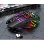 Mysz gamingowa czarna bezprzewodowa RGB 2.4GHz 1600 DPI