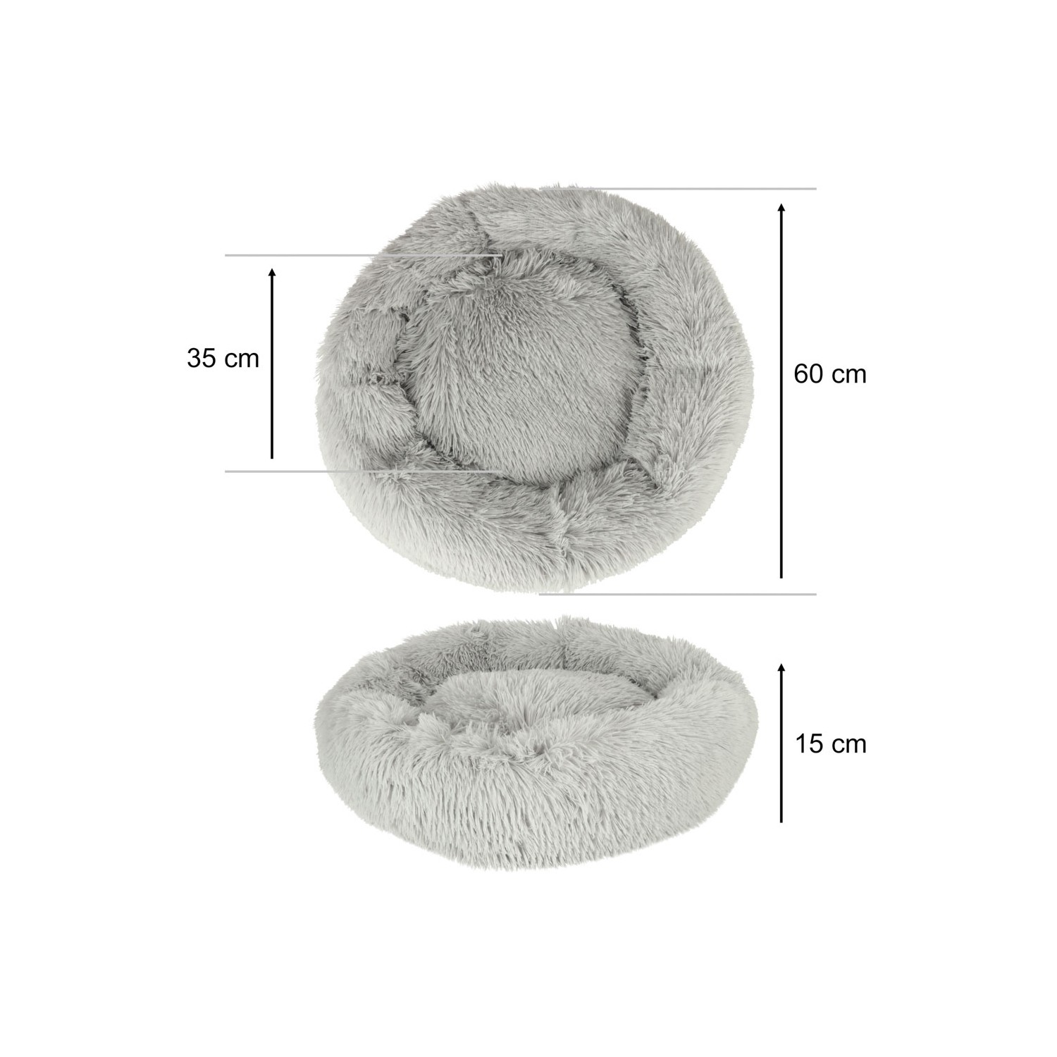 Legowisko dla psa kota poduszka pluszowa 60cm jasny szary