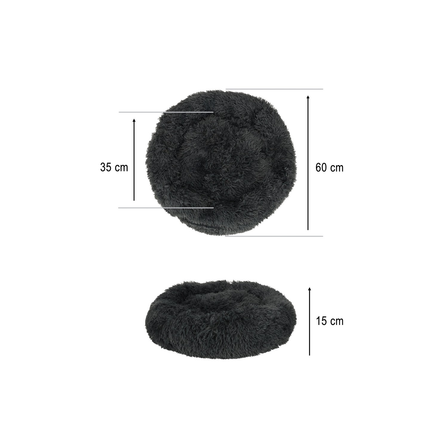 Legowisko dla psa kota poduszka pluszowa 60cm ciemny szary