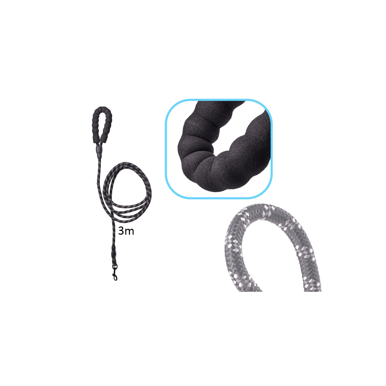 Smycz dla psa treningowa na lince wytrzymała odblaskowa 3m