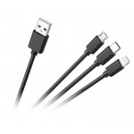 Kabel USB 3w1 USB A - micro/C/lightning 1.2m
