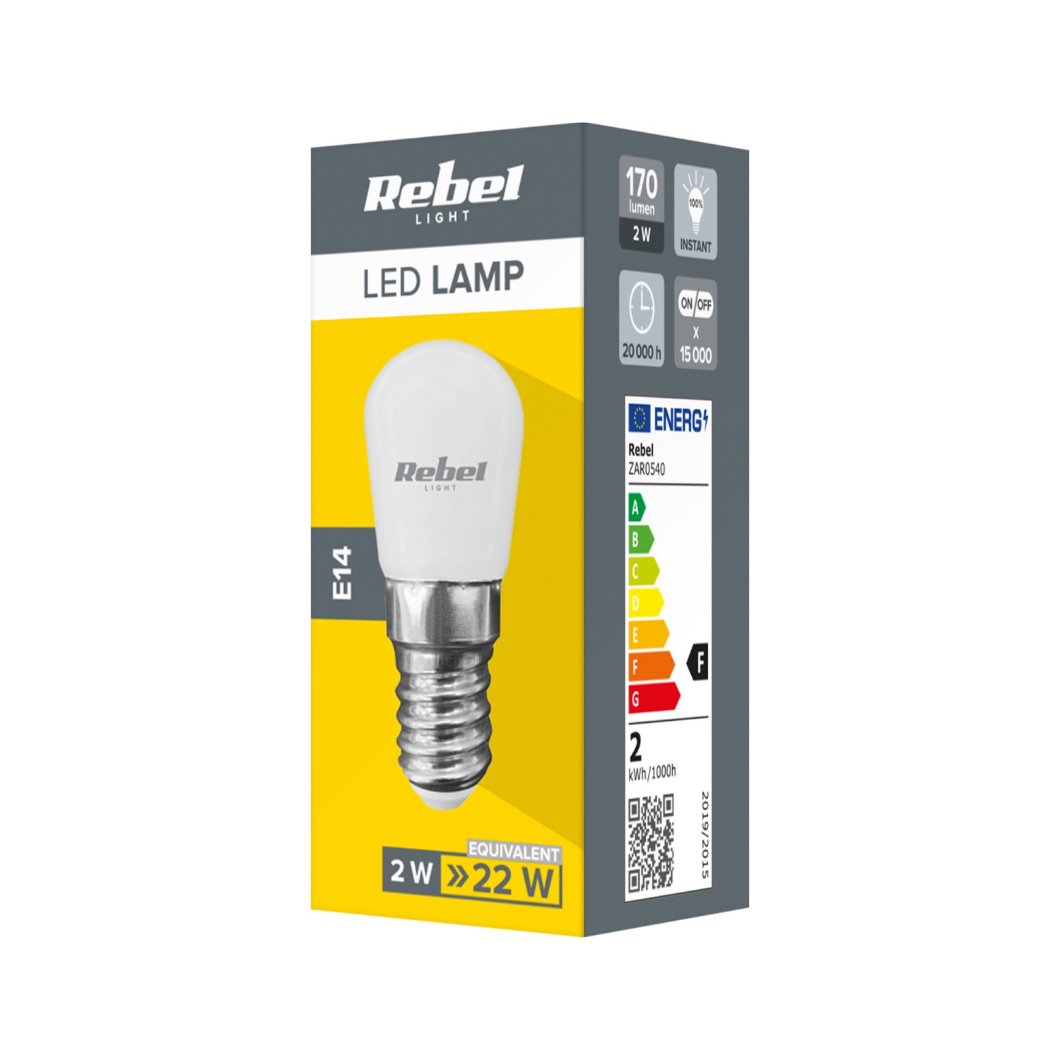 Lampa LED do lodówki Rebel 2W, E14  4000K, 230V