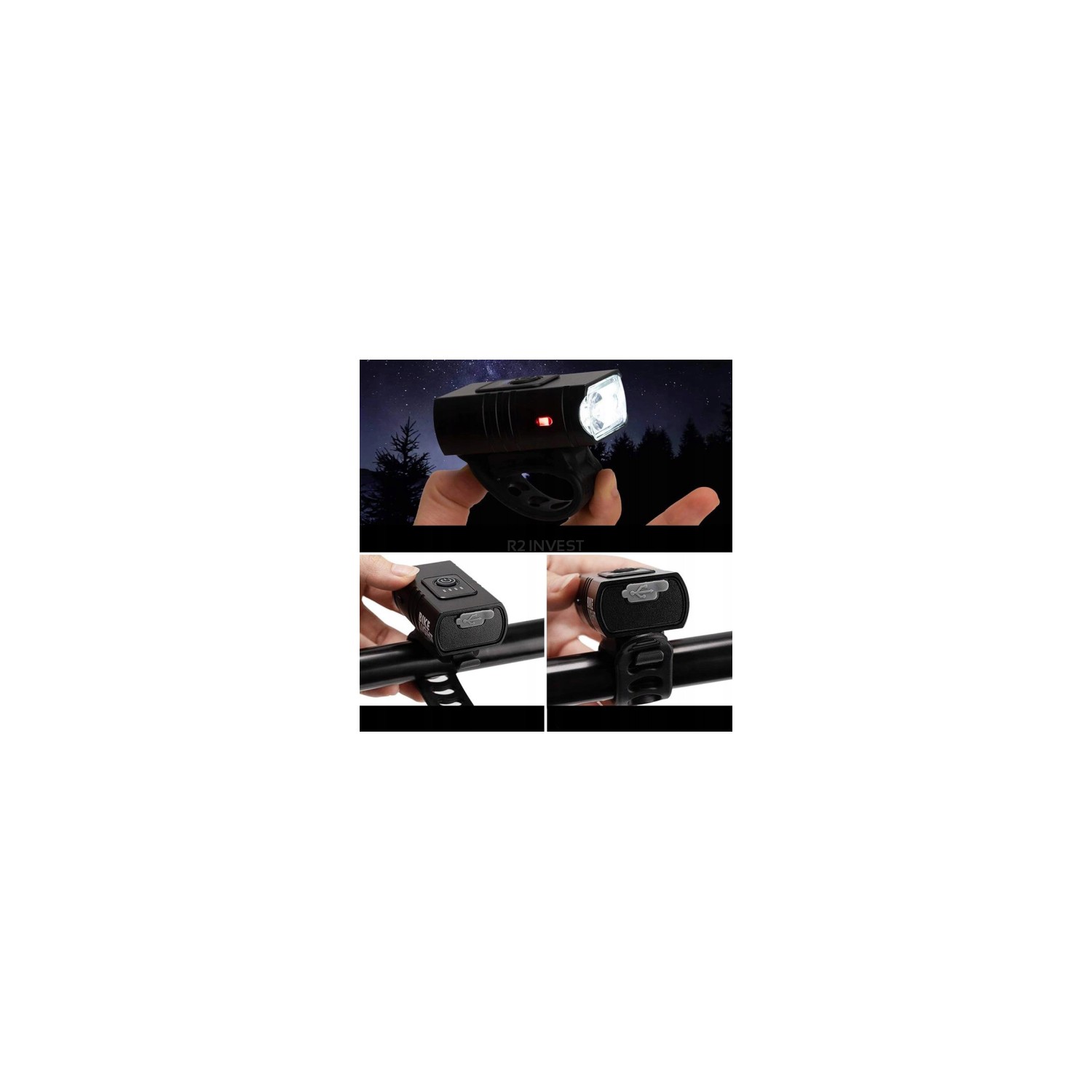 Lampa rowerowa przednia 1600lm + tylna BARDZO MOCNA!!!