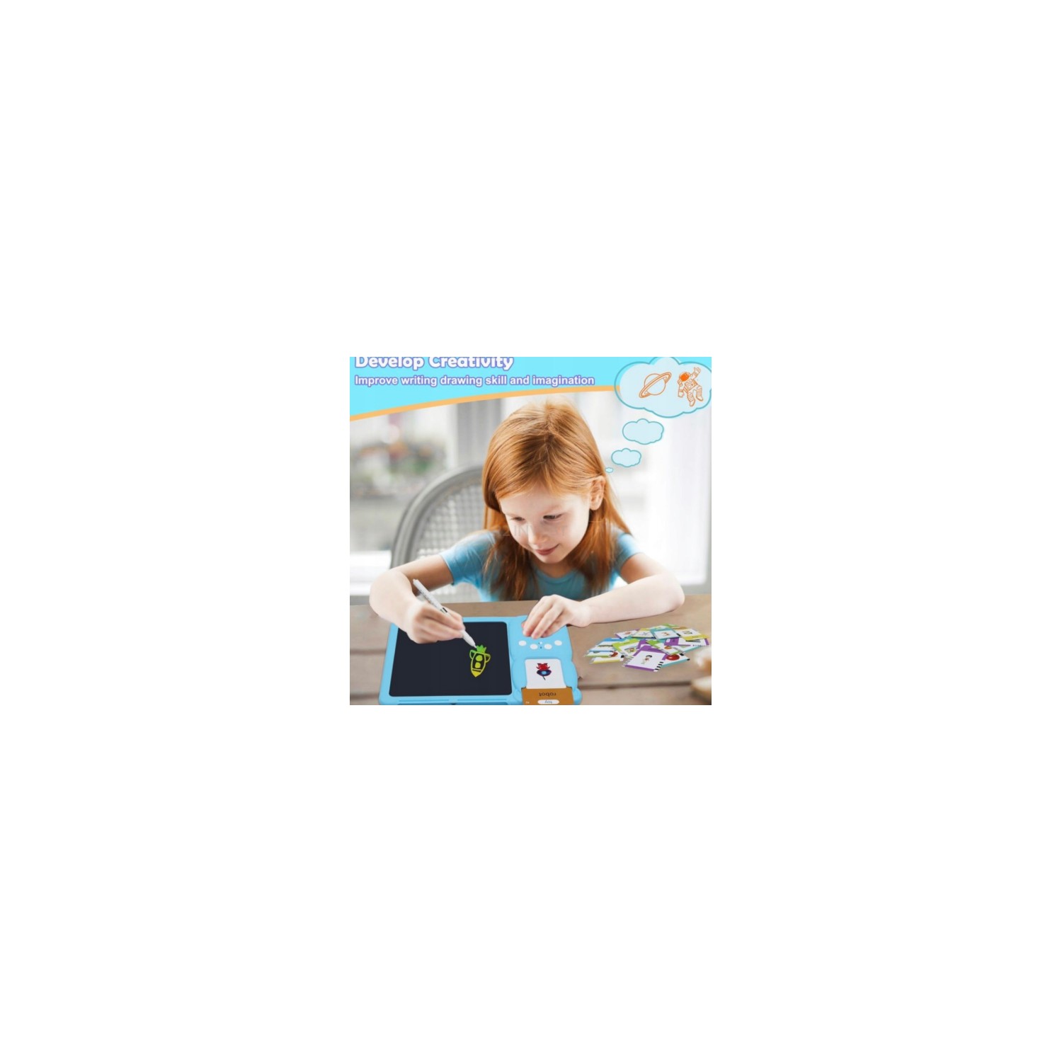 CZYTNIK KART DO NAUKI ANGIELSKIEGO 112 KART 224 SŁOWA + TABLET DO RYSOWANIA