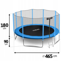 Trampolina ogrodowa 15ft/465cm z siatką zewnętrzną i drabinką