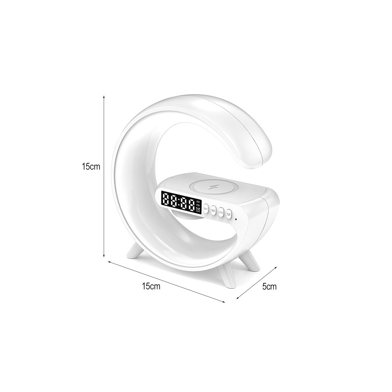 ECOBOX LAMPKA NOCNA LED ŁADOWARKA INDUKCYJNA QI GŁOŚNIK ZEGAR BUDZIK RGB MAŁA
