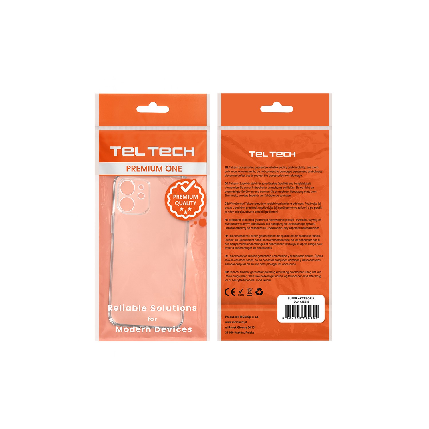Teltech nakładka slim case 2mm do iPhone 13 transparentny