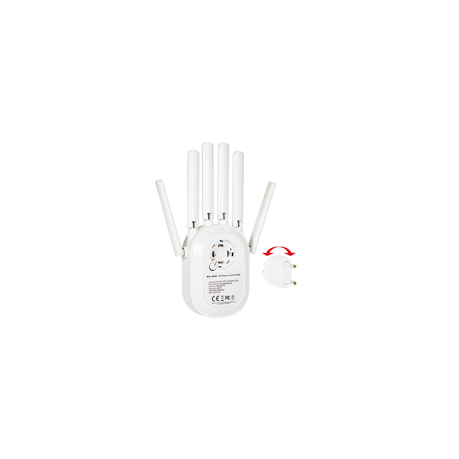Wzmacniacz sygnału Wi-Fi repeater 300MB/S BLOW RP-2