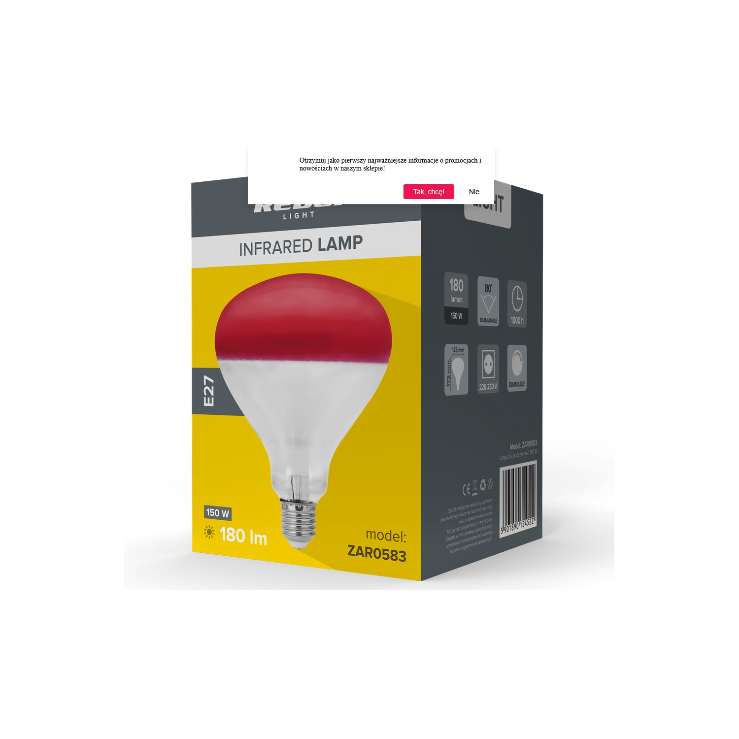 Lampa na podczerwień Rebel R125 150W 220-240V