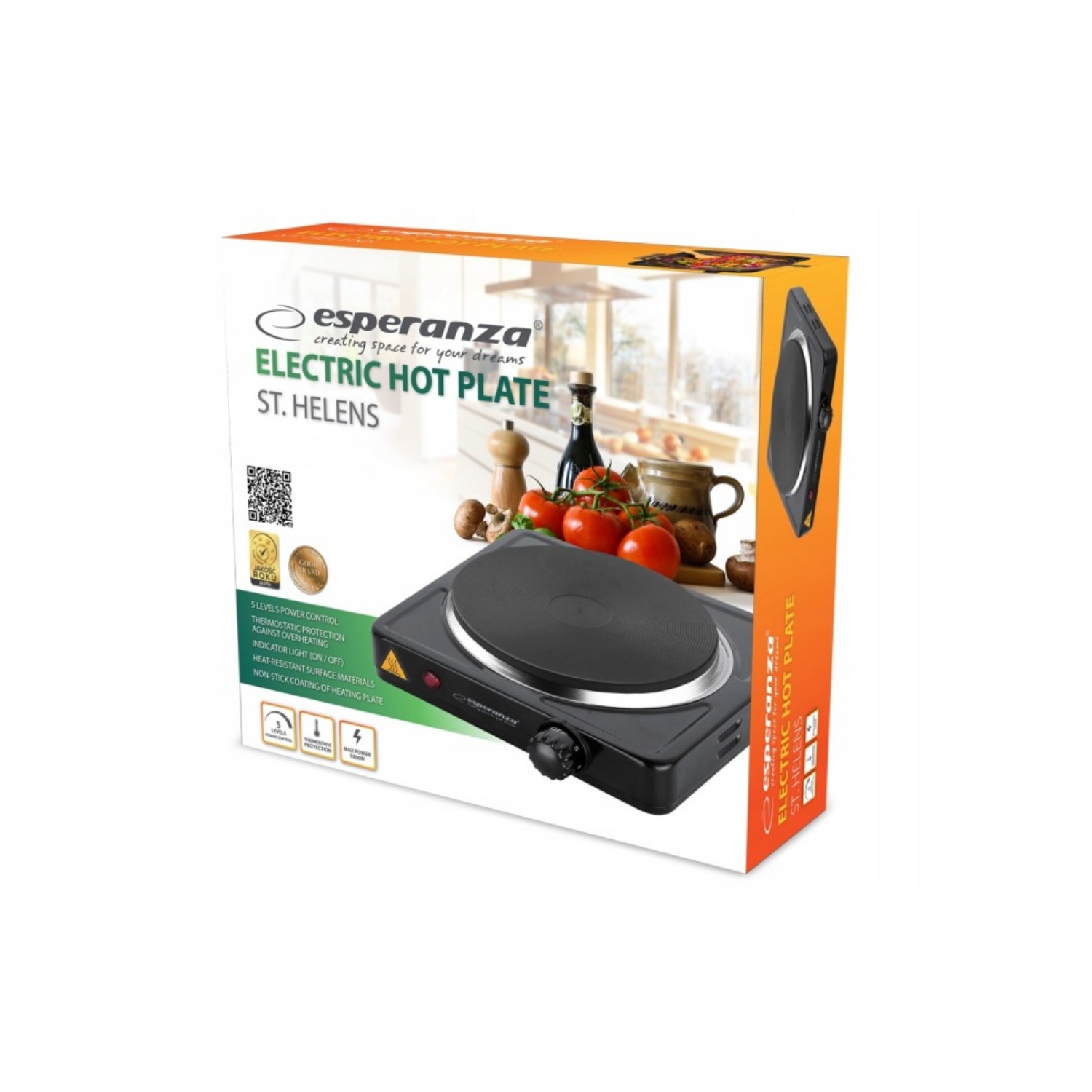 Esperanza kuchenka elektryczna St. Helens 1000W czarny EKH003K