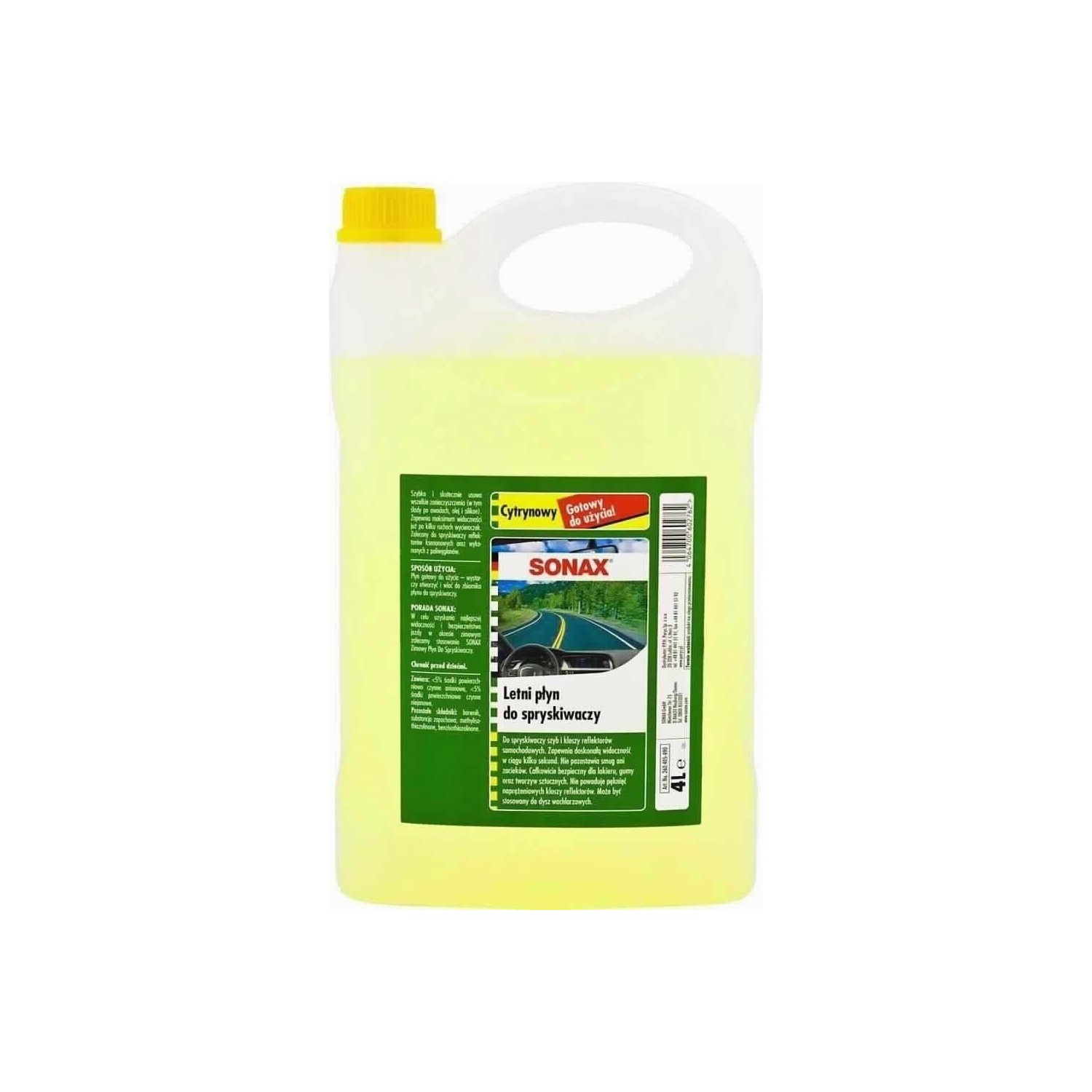 SONAX LETNI PŁYN DO SPRYSKIWACZY 4L - CYTRYNOWY 260405 /KPL x4 szt/