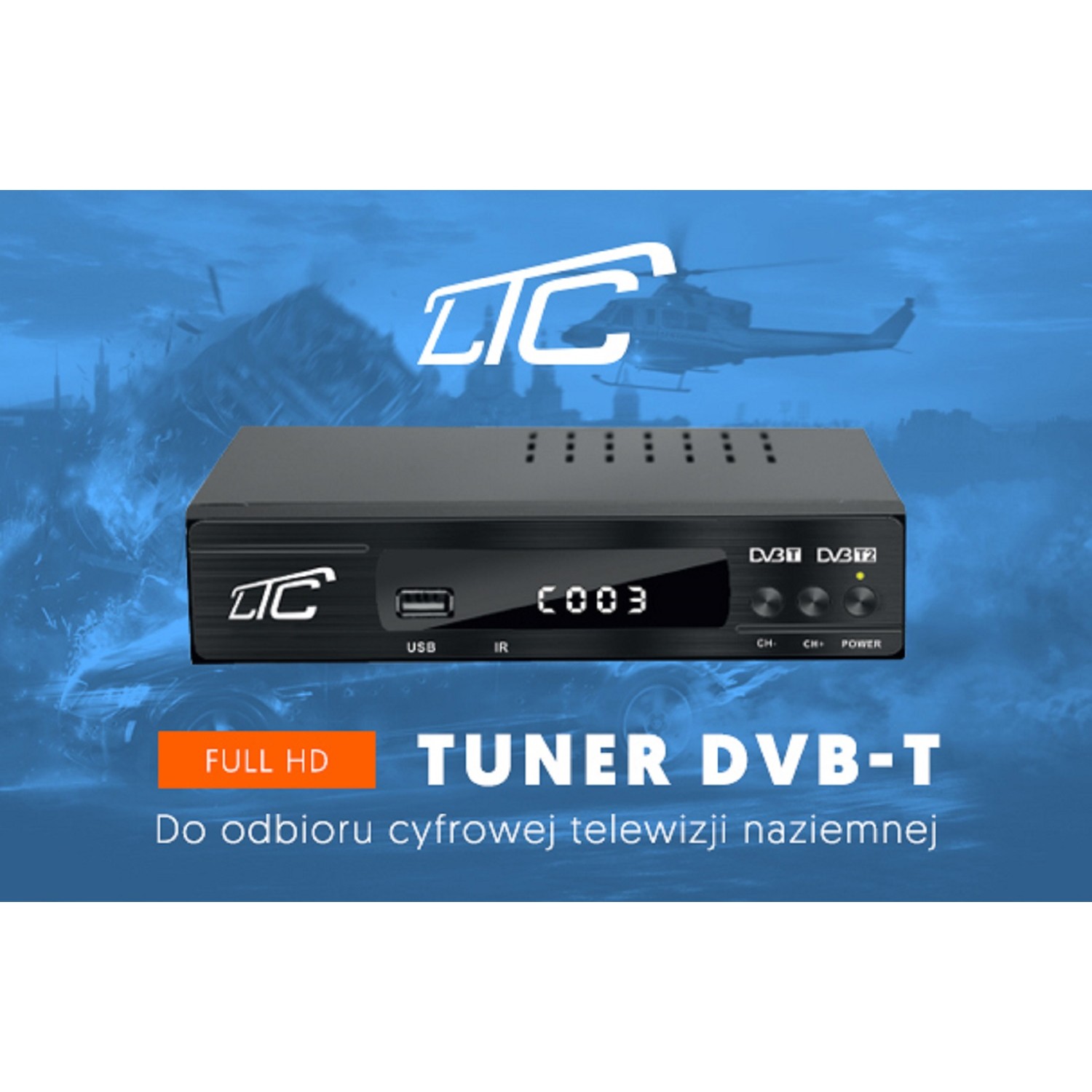 Tuner DVB-T-2 LTC TV naziemnej DVB501 z pilotem programowalnym H.265