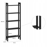 Regał drabinka do salonu 5 półek 165x62 cm czarny