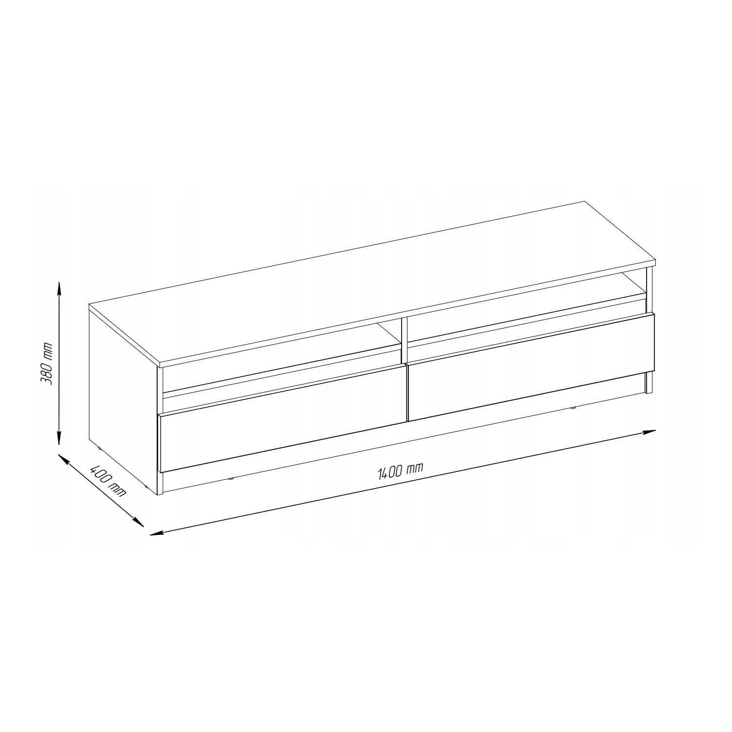 Szafka RTV 140 cm pod tv pod telewizor kolor biały