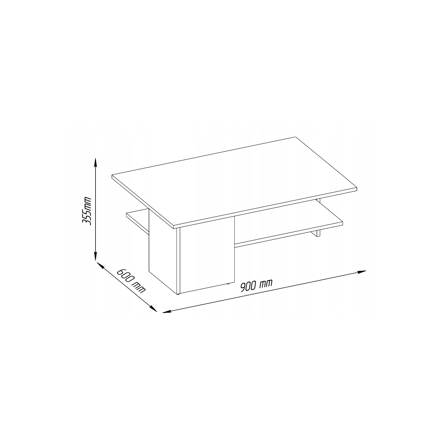 Ława 90 x 60 x 33.5 cm do salonu kolor beton biały