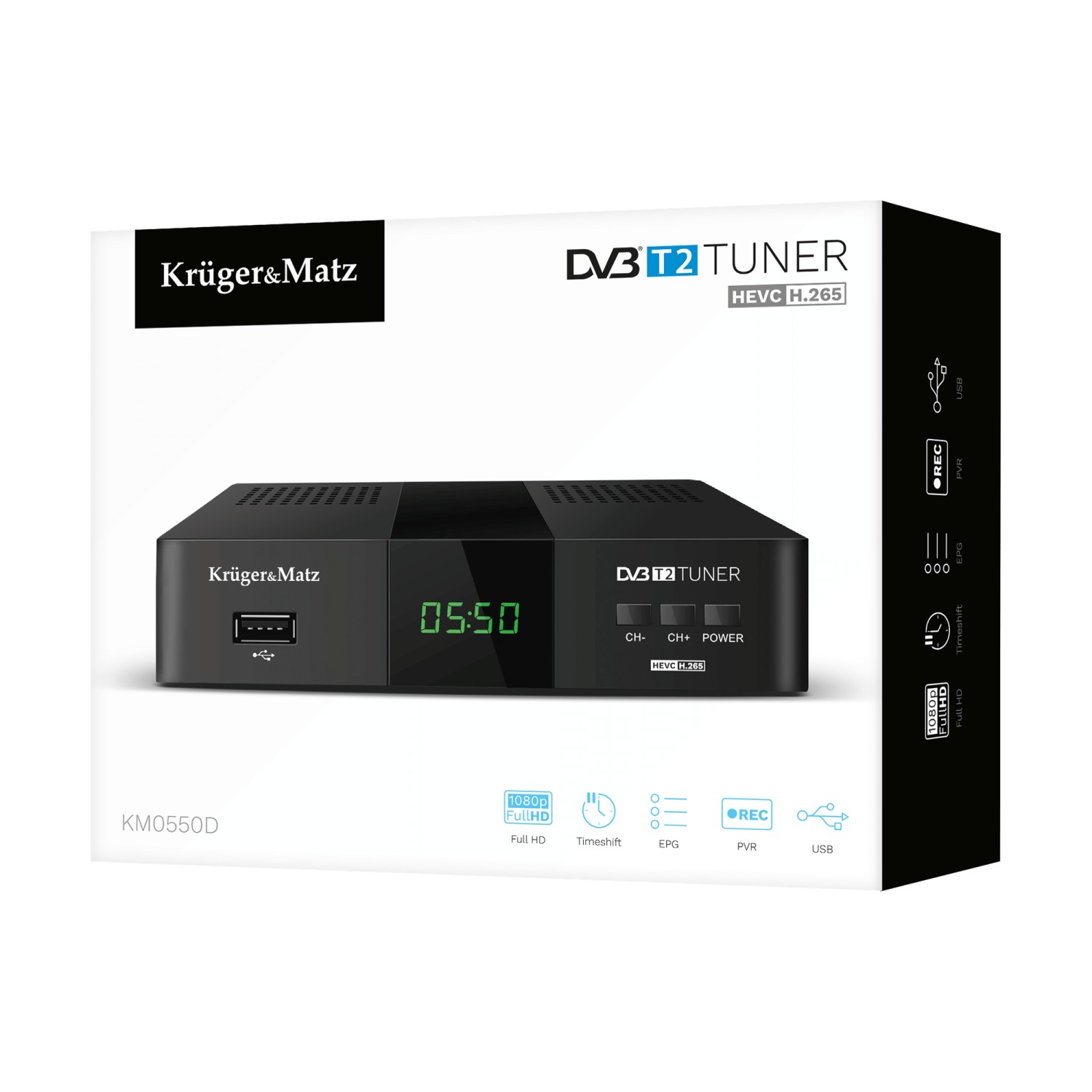 Tuner DVB-T2 H.265 HEVC Kruger&Matz KM0550D