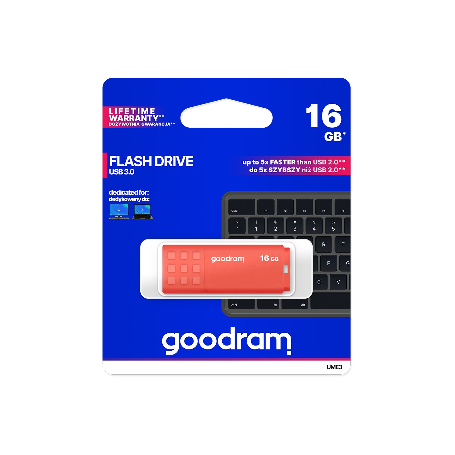 Pendrive Goodram USB 3.2 16GB pomarańczowy