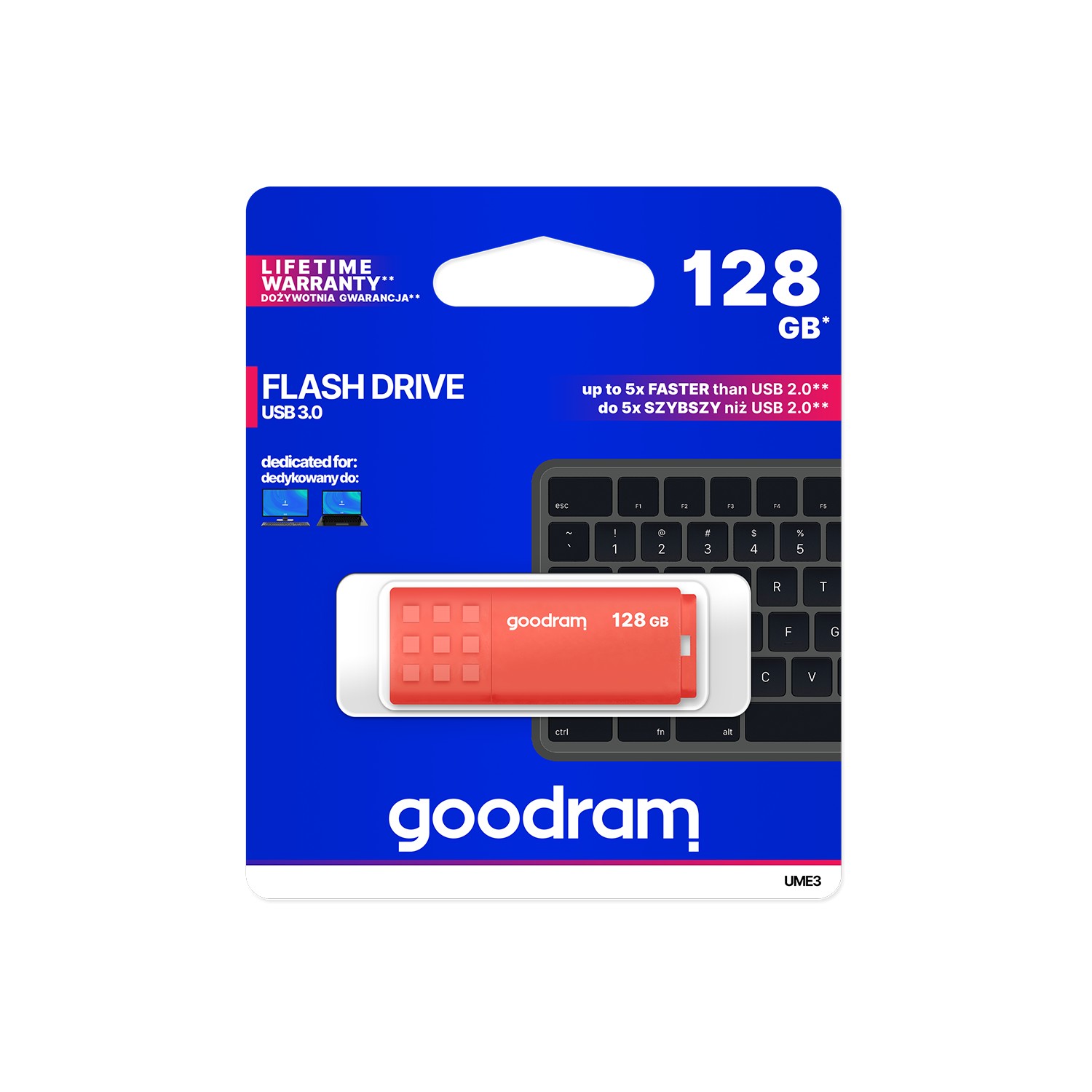 Pendrive Goodram USB 3.2 128GB pomarańczowy